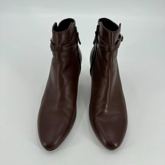 Cole Haan Elinor Brown Leather Kitten Heel Short Trendy Boots 8 Ankle Booties - Picture 2 of 8